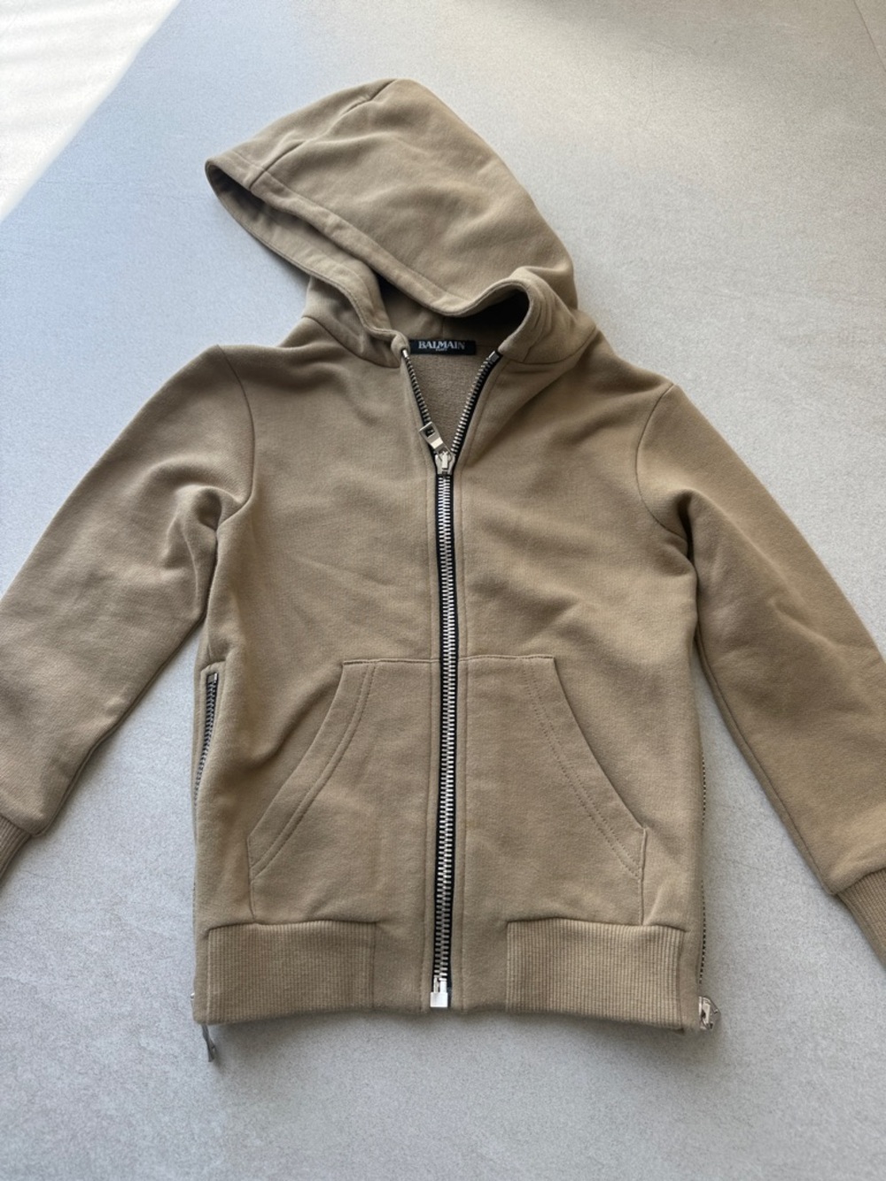 Balmain Kids Khaki Zip Front Hoodie